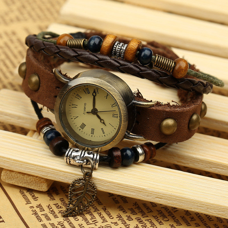 Leather Vintage Cowhide Bracelet Watch