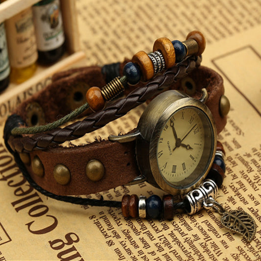 Leather Vintage Cowhide Bracelet Watch